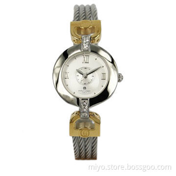 Fashionable Ladies' Stainless Steel Bangle Watch with Gold Plating, Stylish and Beautiful Designs